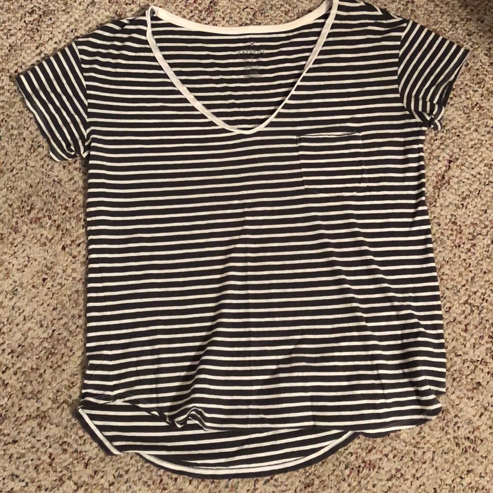 Relaxed Stripped Tee with Front Pocket